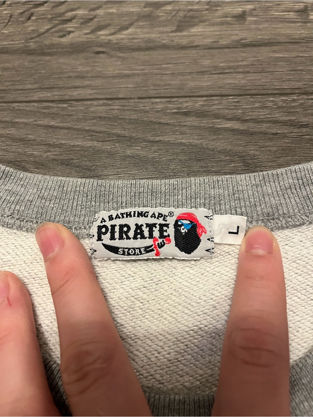 Bape pirate babymilo Grey Pirate Ape Crewneck Sweatshirt - Picture 4 of 5